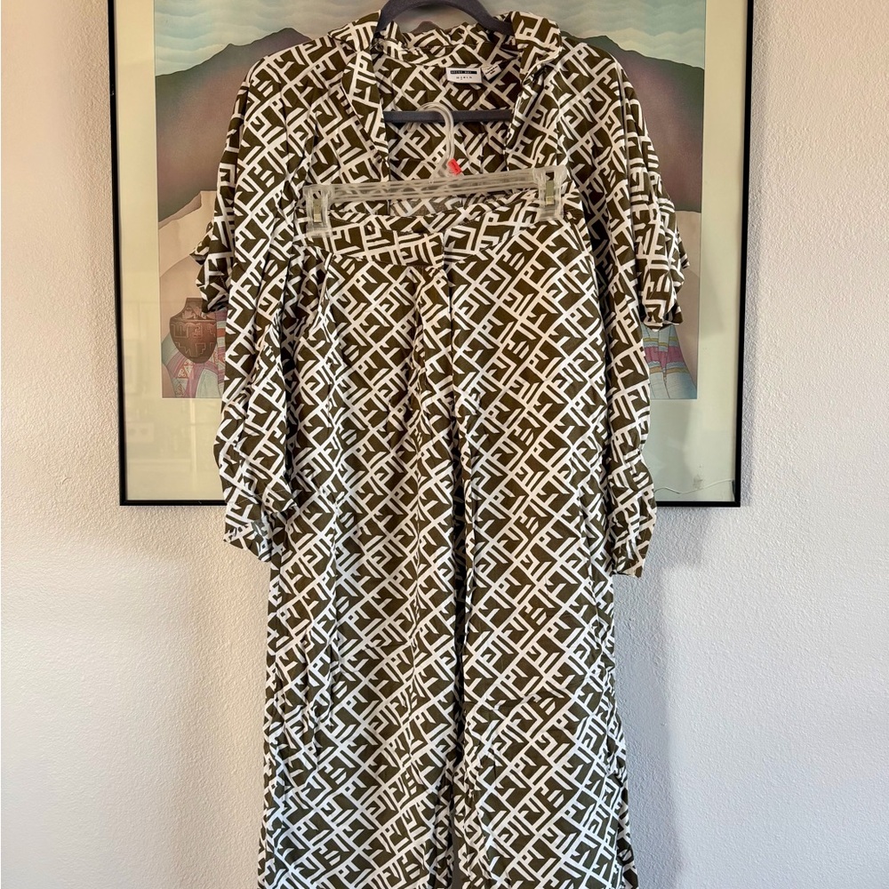 Noisy may Brown and White Button Down Shirt